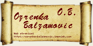 Ozrenka Balzamović vizit kartica